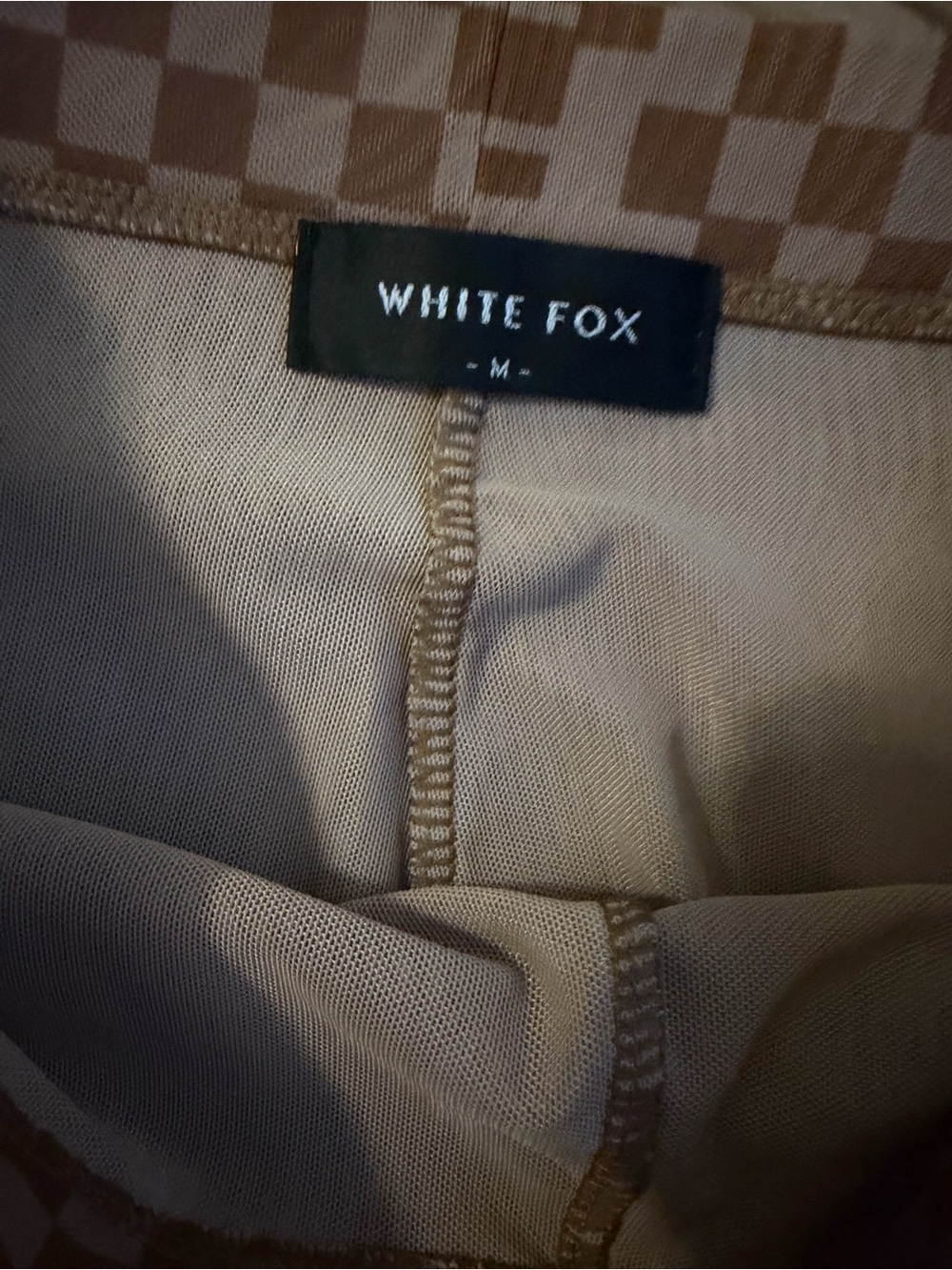 White Fox Small / Medium Brown Checkered Halter Crop Top Pants Set 2 Piece - Picture 10 of 10